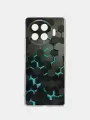 Бирюзовый чехол на Tecno Spark 20 Pro Plus / Текно Спарк 20 Про Плюс прозрачный, с рисунком