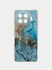 Голубой чехол на Tecno Spark 20 Pro Plus / Текно Спарк 20 Про Плюс прозрачный, с рисунком