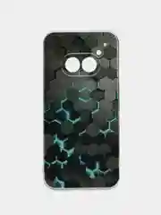 Бирюзовый силиконовый чехол на Nothing Phone 2a /Нотинг Фон 2а прозрачный, с рисунком, защита камеры