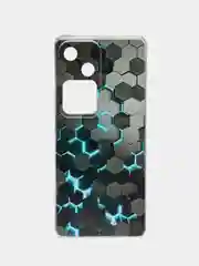 Бирюзовый силиконовый чехол на Vivo V30/S18 / Виво V30/S18 прозрачный, с рисунком