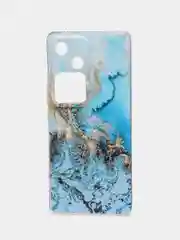 Голубой силиконовый чехол на Vivo V30/S18 / Виво V30/S18 прозрачный, с рисунком