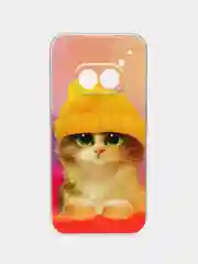 Желтый силиконовый чехол на Nothing Phone 2a /Нотинг Фон 2а прозрачный, с рисунком, защита камеры