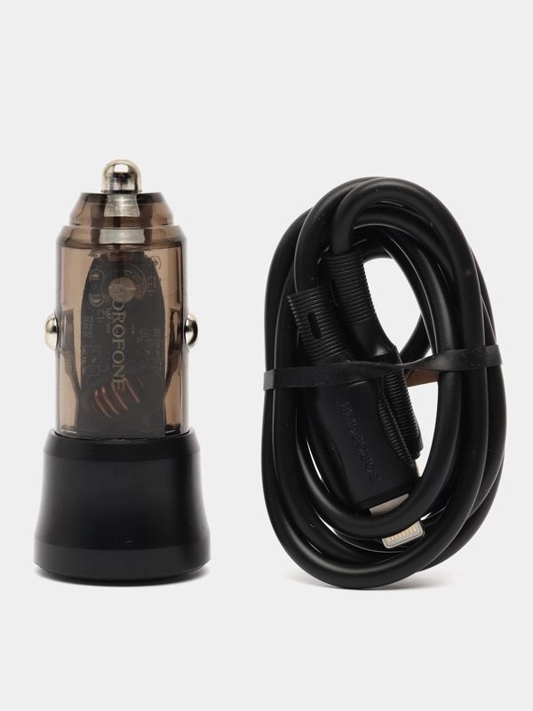 АЗУ USB-C + кабель USB-C - Lightning BOROFONE BZ24 PD20W (черный прозрачный)