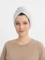 Серый меланж шапочка чалма для сушки волос
