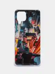 Бордовый чехол Samsung Galaxy M32 / A22 (Самсунг Галакси М32 / А22), силиконовый с рисунком