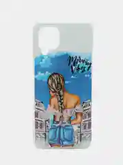 Голубой чехол Samsung Galaxy M32 / A22 (Самсунг Галакси М32 / А22), силиконовый с рисунком