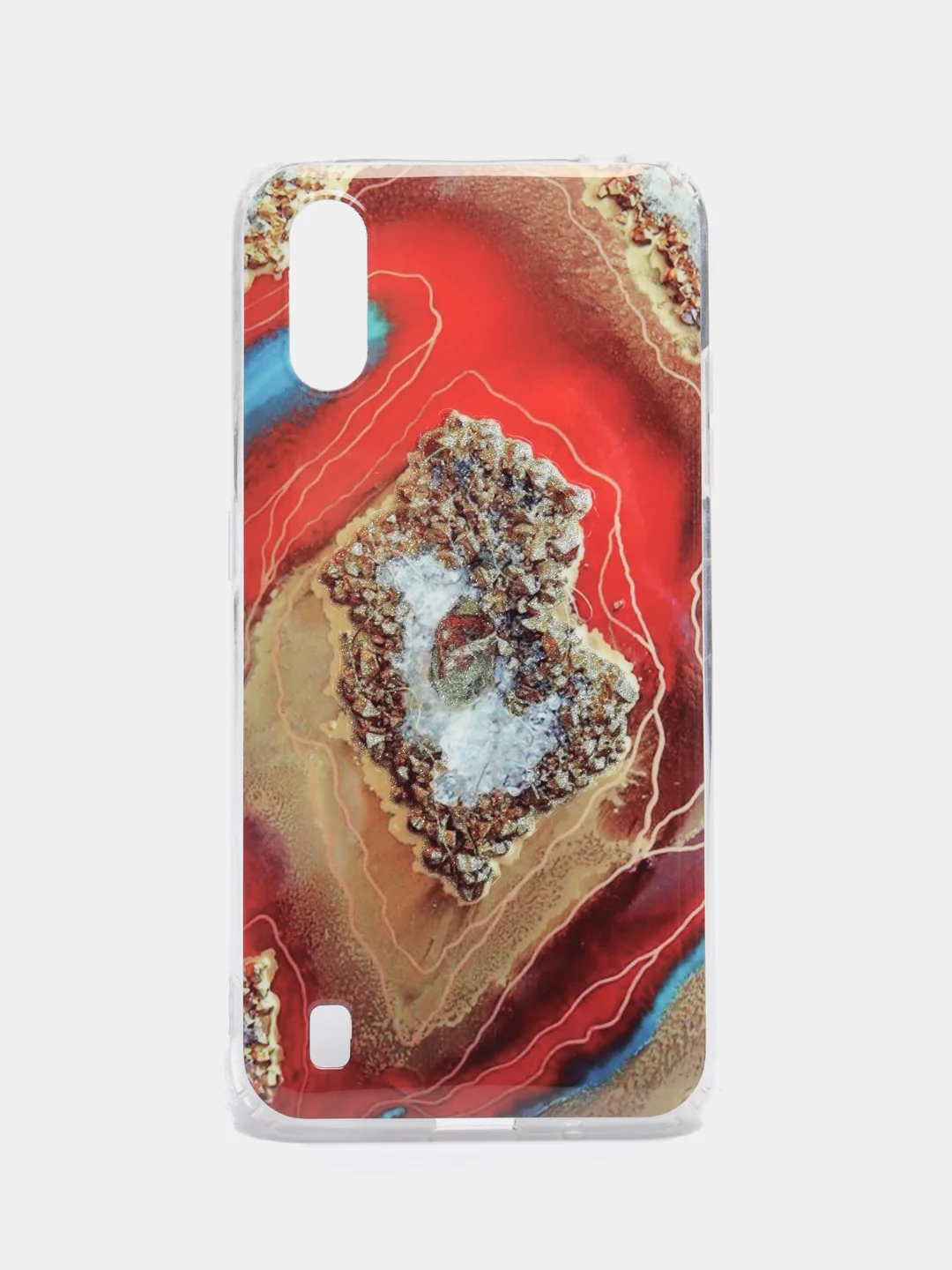 Красный чехол Samsung Galaxy A01 / M01, Галакси А01 / М01, силиконовый, с мраморным рисунком