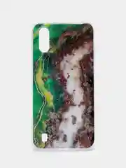 Зеленый чехол Samsung Galaxy A01 / M01, Галакси А01 / М01, силиконовый, с мраморным рисунком