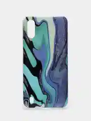 Бирюзовый чехол Samsung Galaxy A01 / M01, Галакси А01 / М01, силиконовый, с мраморным рисунком
