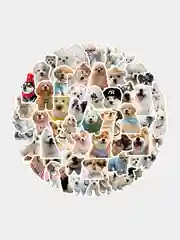 Кремовый стикеры "Котики", "Кот-акула", 100 штук, мемы, собаки