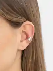 Серебряный каффы серьги "Star", блестящие, серьги женские каффы без прокола бижутерия