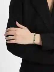 Лайм браслет женский на руку с сердечками-стразами "Amore"