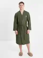 Тёмно-зелёный халат мужской велюровый