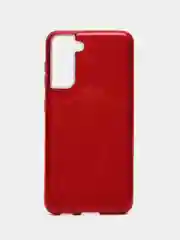 Красный чехол блестящий Samsung Galaxy S21, накладка c блёстками Самсунг S 21