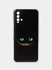 Черный силиконовый чехол на Xiaomi Redmi 9T / Редми 9Т прозрачный, с рисунком, защита камеры