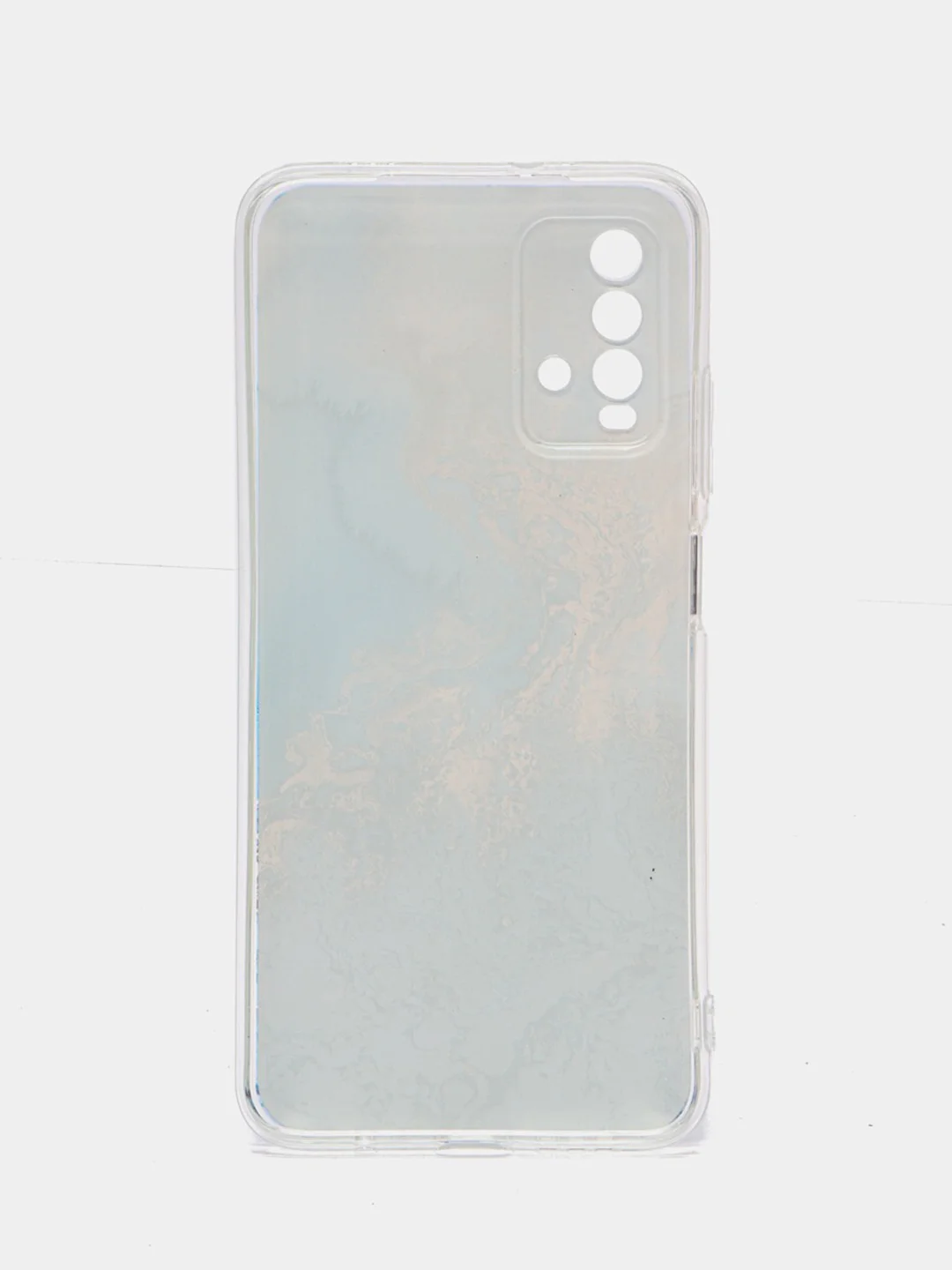 Голубой силиконовый чехол на Xiaomi Redmi 9T / Редми 9Т прозрачный, с рисунком, защита камеры