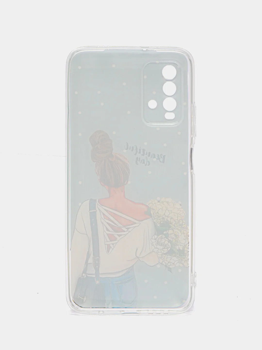 Тёмно-серый силиконовый чехол на Xiaomi Redmi 9T / Редми 9Т прозрачный, с рисунком, защита камеры