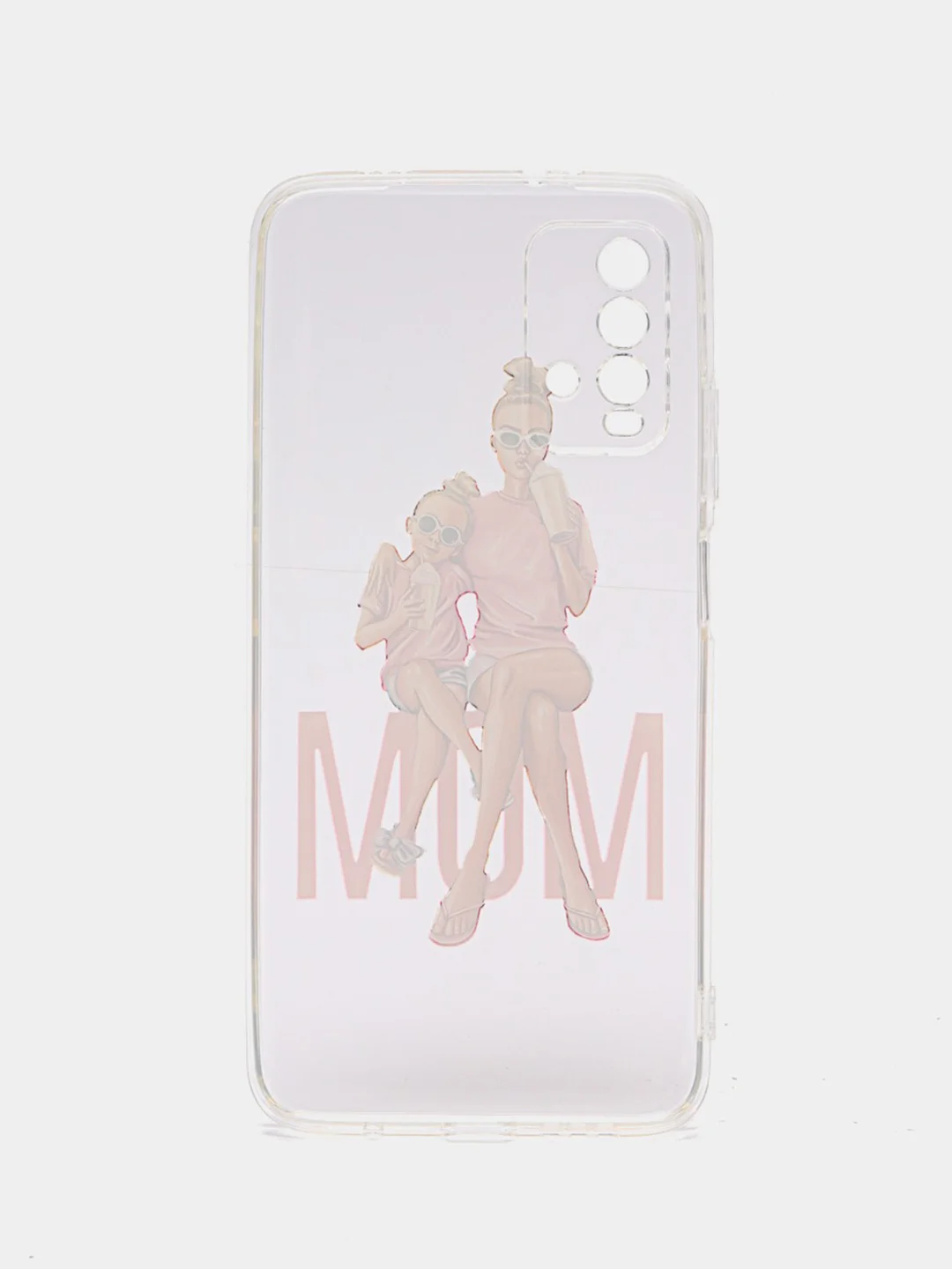 Тёмно-розовый силиконовый чехол на Xiaomi Redmi 9T / Редми 9Т прозрачный, с рисунком, защита камеры