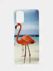 Голубой чехол Xiaomi Poco M3 с рисунком животные (Сяоми Поко М3 фламинго, тигр, леопард)