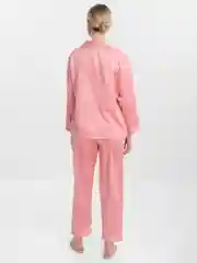 Коралловый пижама женская со штанами, атласная