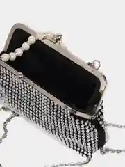 Серебряный клатч женский вечерний со стразами, сумка на плечо женская