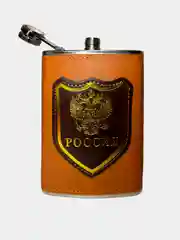 Горчичный подарочный мужской набор "Фляжка со стопками", подарок мужчине фляга
