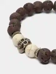 Браслет из вулканического камня с черепом