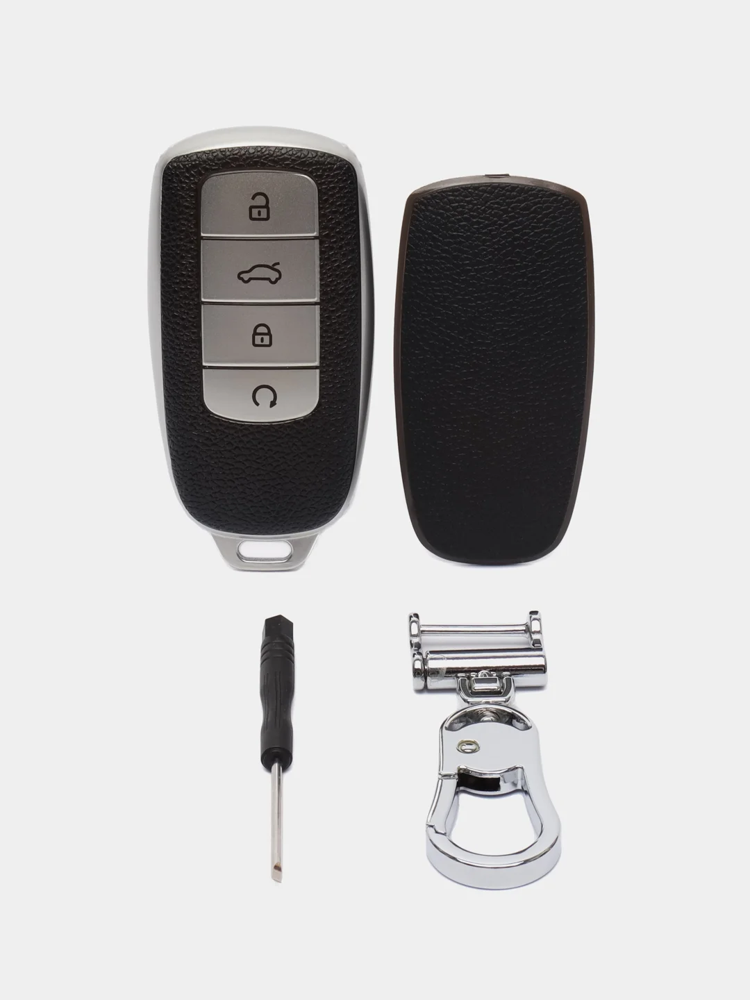 Серебряный чехол для смарт ключа Chery Tiggo 7 Pro Max, 8 Pro Max ,Omoda С5, Arrizo 8 ,Exeed RX
