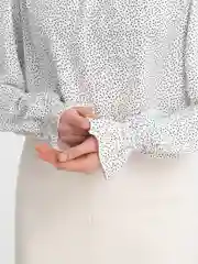 Молочный рубашка блузка женская в горох