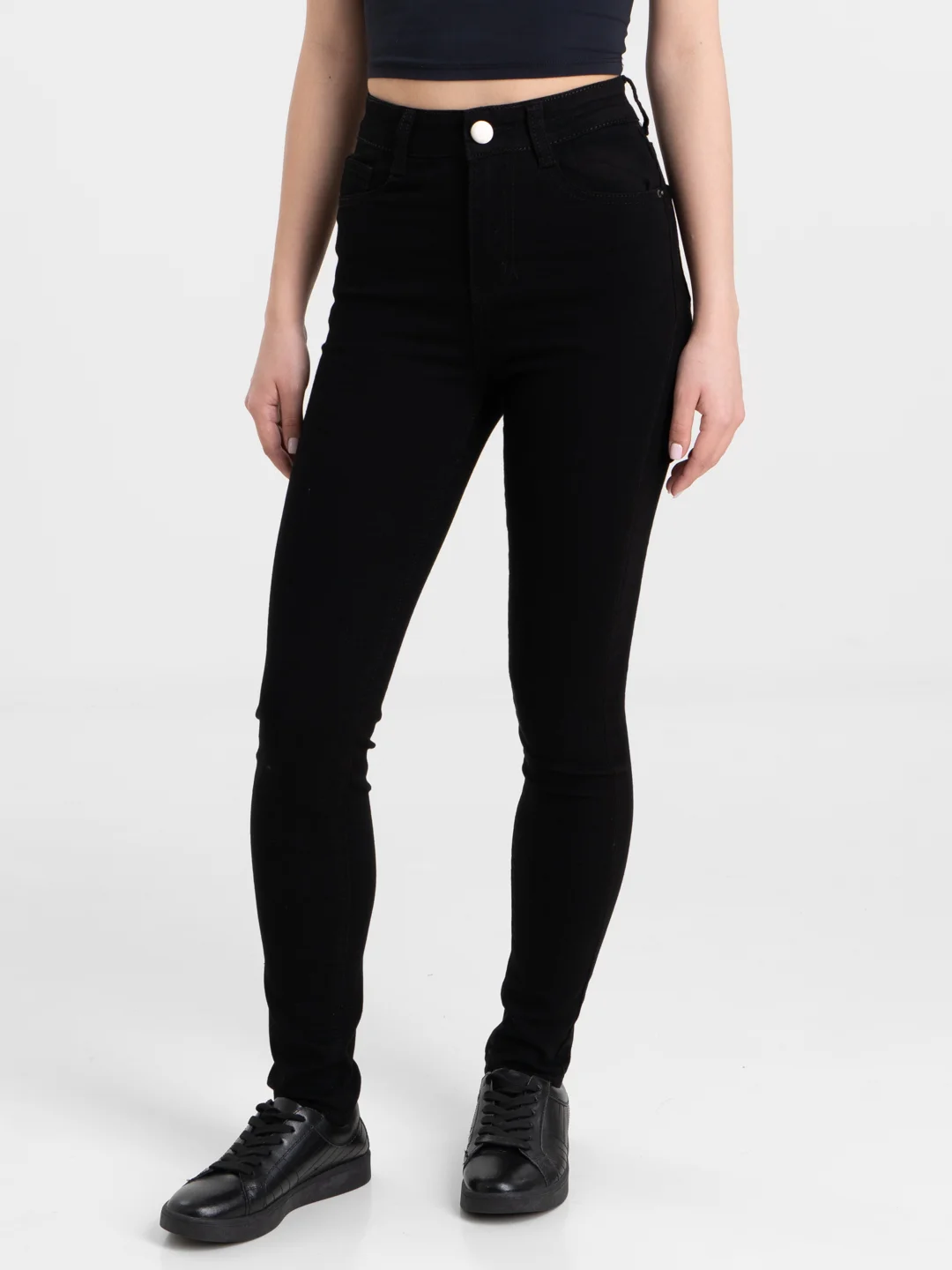 Черный джинсы женские skinny с высокой посадкой