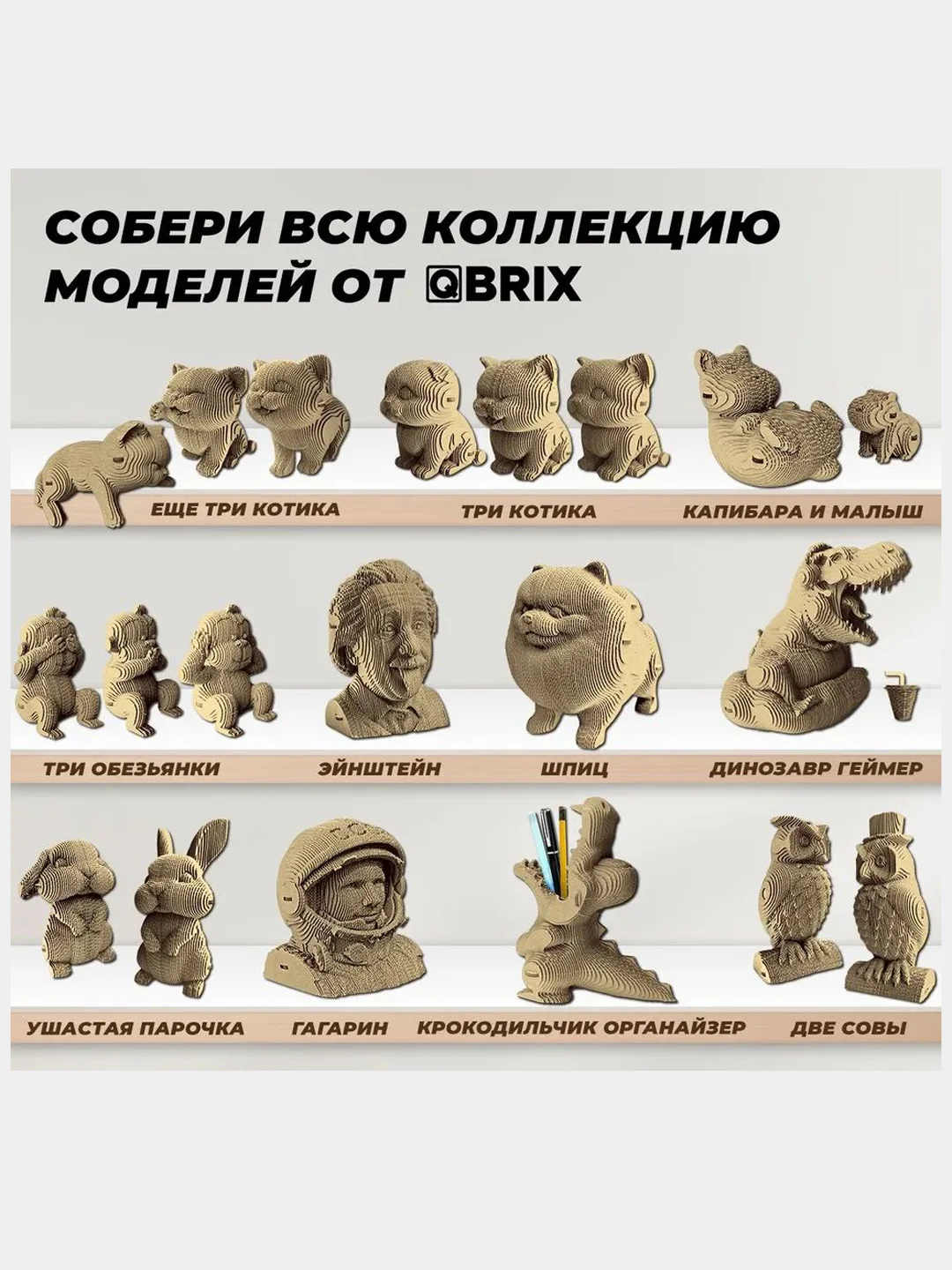 QBRIX Картонный 3D конструктор Протестный Мяу