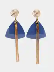 Серьги длинные Синий элемент и жемчужина