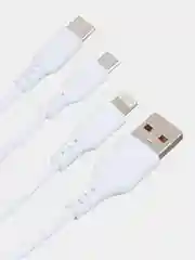 Белый кабель для зарядки телефона GoPower USB Type-C/microUSB/Lightning iphone андроид
