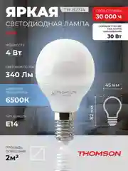 Лампочка светодиодная THOMSON TH-B2314 4 Вт, E14, шар, 6500K холодный белый свет