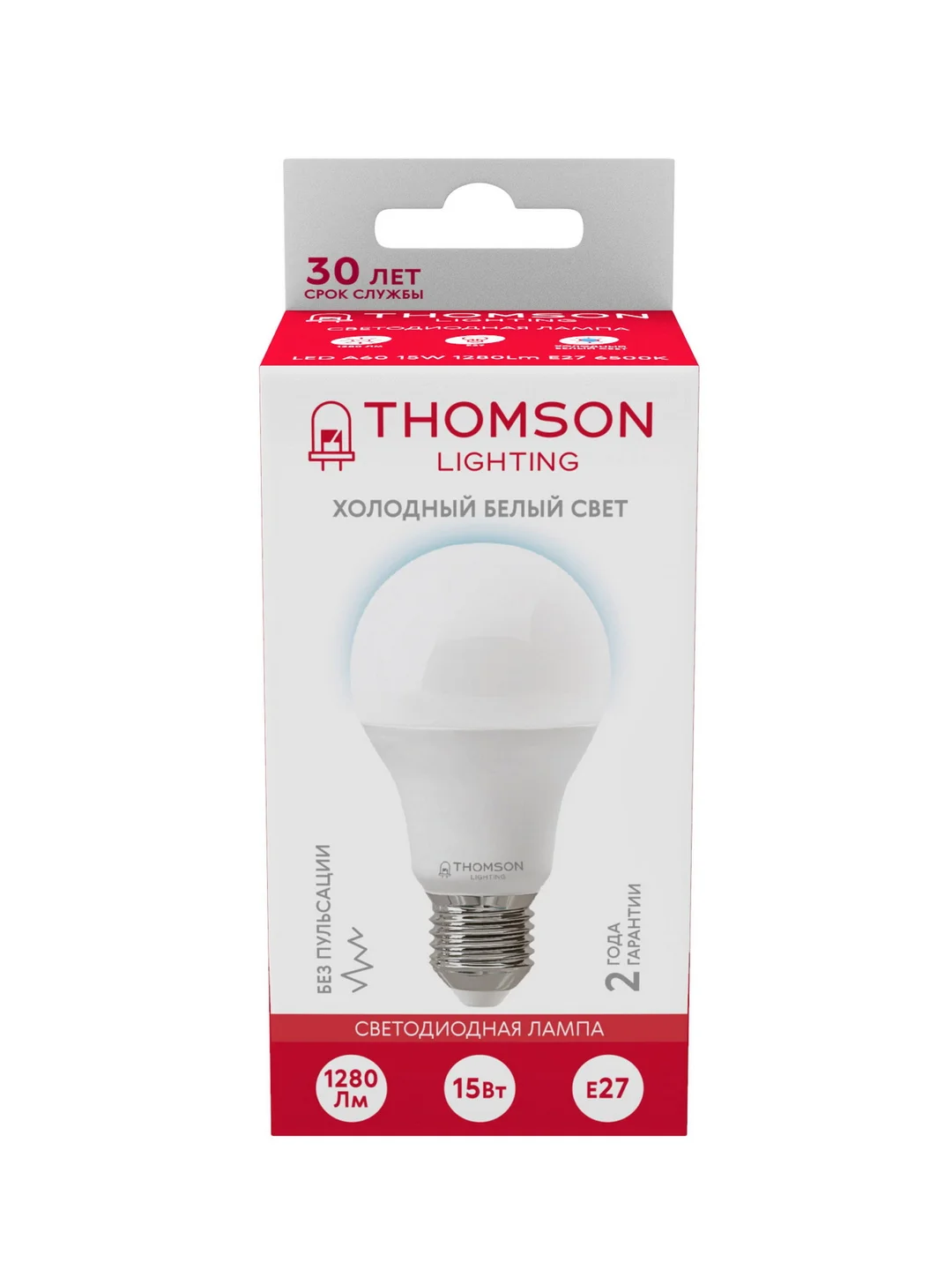 Лампочка светодиодная THOMSON TH-B2305 15 Вт, E27, А60, груша, 6500K холодный белый свет