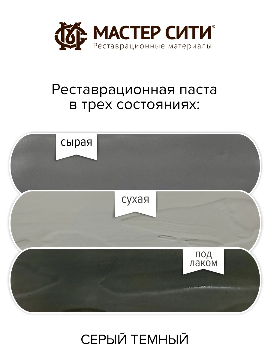 Шпатлевка для мебели, дерева и пластика МАСТЕР СИТИ Серый темный