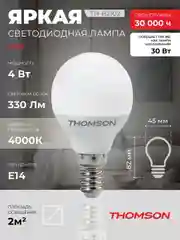 Лампочка светодиодная THOMSON TH-B2102 4 Вт, E14, шар, 4000K нейтральный белый свет