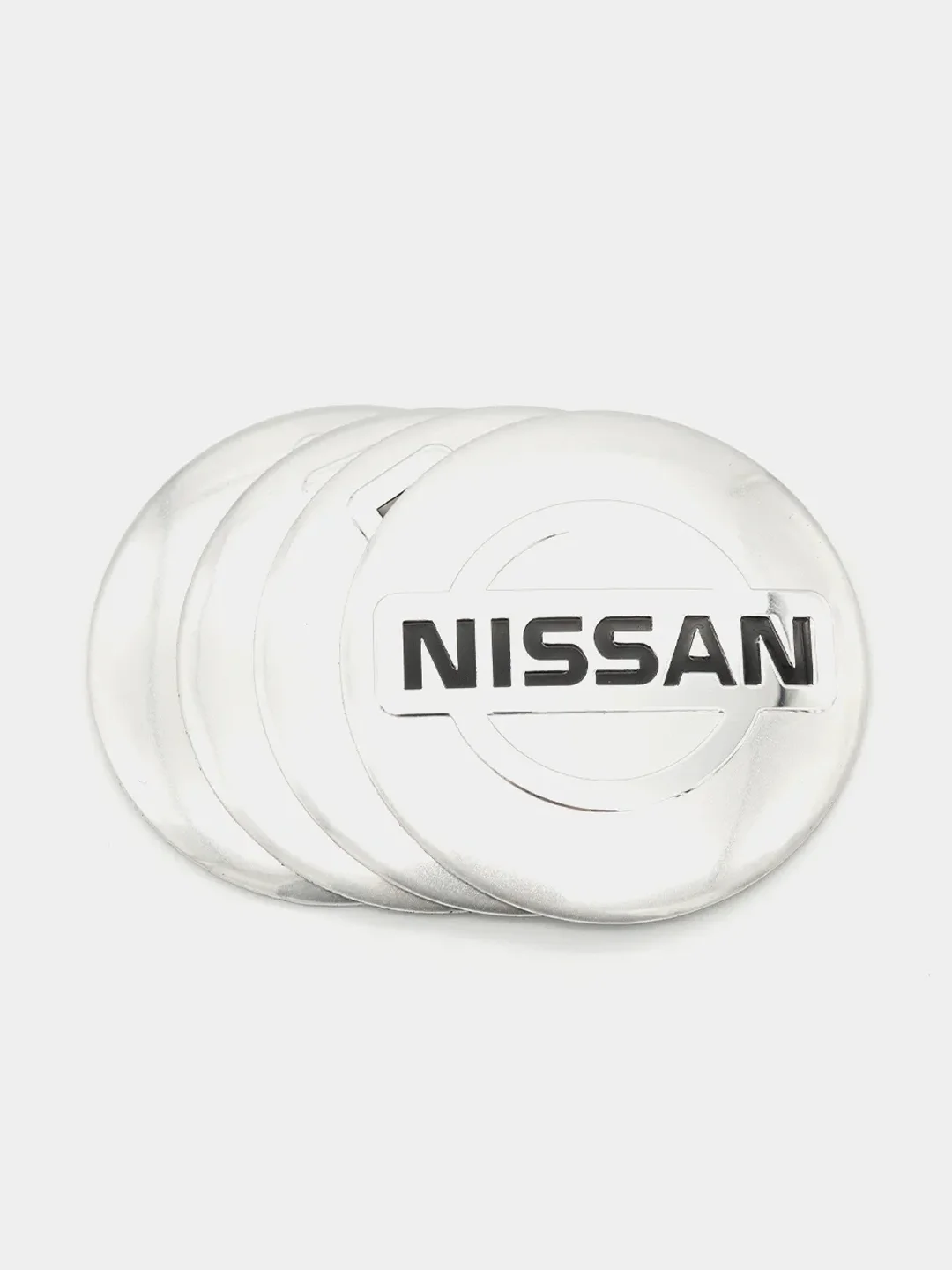 Хром наклейки на диски, колпаки Nissan сферическая, изогнутая ниссан, 4 штуки