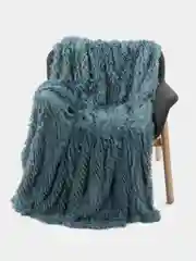 Синий плед травка, искусственный мех, 240 х 220 см