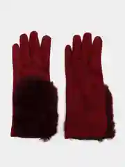 Багровый перчатки с меховым декором