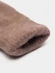Бежевый меланж варежки женские, со стразами