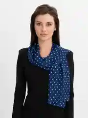 Темно-синий платок легкий летний в горошек