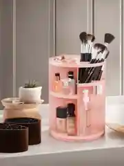 Розовый органайзер для косметики, украшений и мелочей, вращающийся