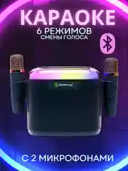 Синий портативная музыкальная караоке-колонка с подсветкой и микрофоном, подарок