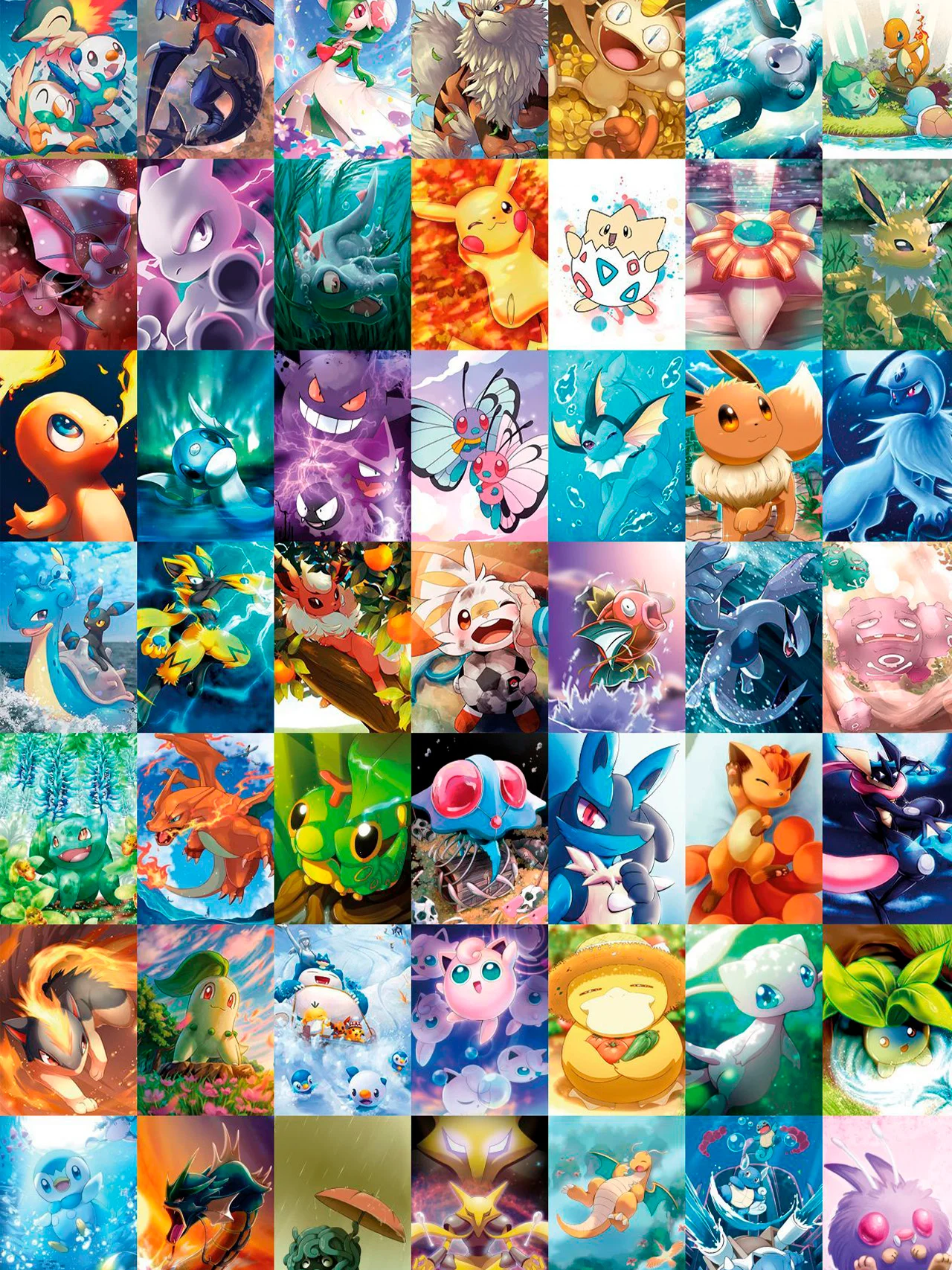 Мини постеры - аниме Pokemon, 50 шт