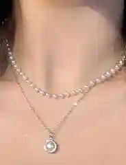 Серебряный многослойное ожерелье, женское, с жемчугом