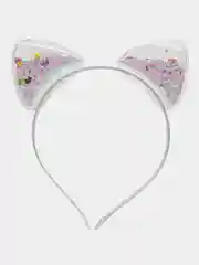 Белый ободок с ушками для девочек