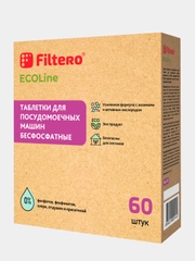 Таблетки для посудомоечных машин бесфосфатные Filtero Ecoline, 60 штук
