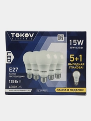 Лампа светодиодная А60 Е27 176-264В TOKOV ELECTRIC (набор 5+1) 6 штук