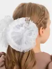 Серебряный школьный бант для волос, белый, 2 штуки